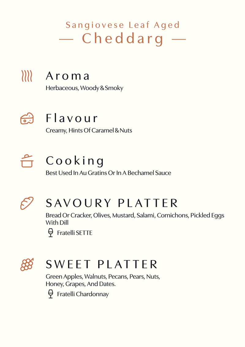 Sangiovese Leaf Aged Cheddarg (150gms)